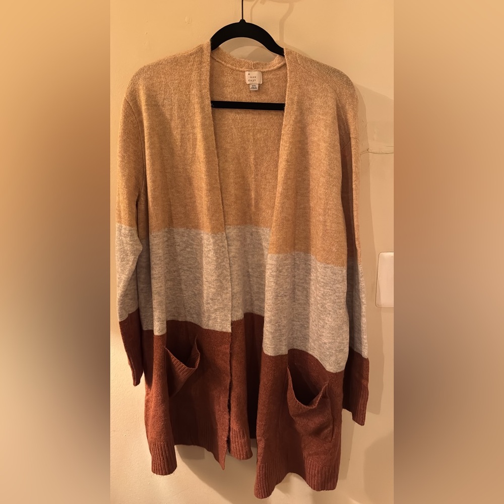 a new day Tan and Gray Colorblock Cardigan